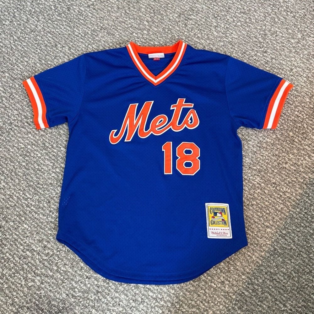 Mets Blue Jersey with Orange Accents #18 strawberry